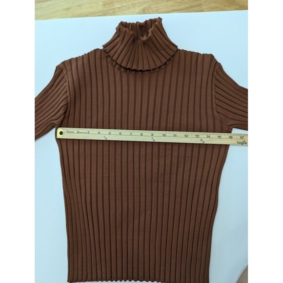 Atlein Collective Brown Mock Neck Strettch Ribbed Pullover Knitted Sweater M - Picture 7 of 12